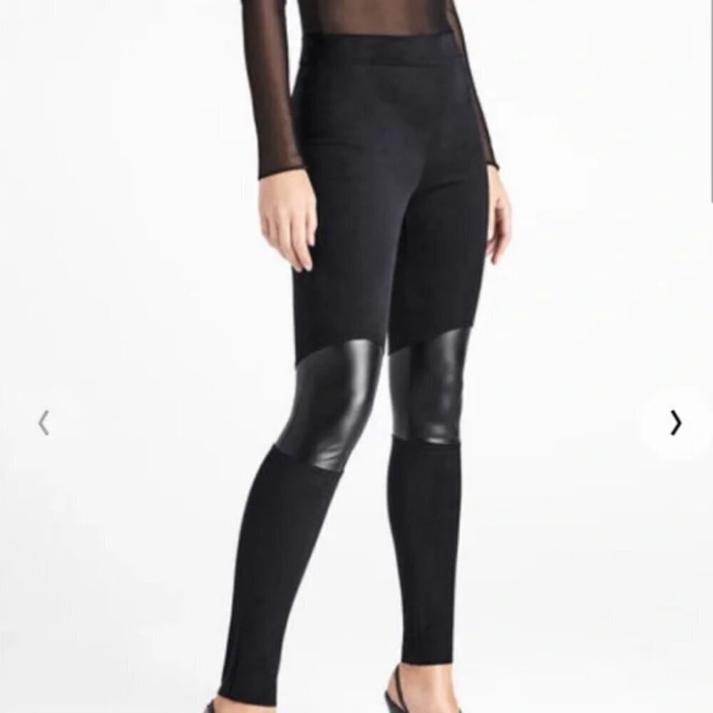 Wolford Passion Beat Suede Faux Leather High Rise Black Leggings Size Medium
